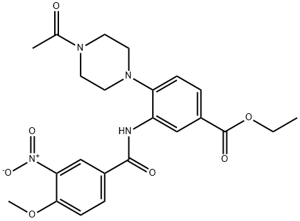 ethyl 4-(4-acetylpiperazin-1-yl)-3-{[(4-methoxy-3-nitrophenyl)carbonyl]amino}benzoate Structural