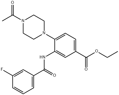 ethyl 4-(4-acetyl-1-piperazinyl)-3-[(3-fluorobenzoyl)amino]benzoate Structural