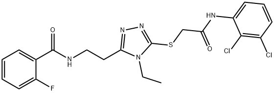 N-{2-[5-({2-[(2,3-dichlorophenyl)amino]-2-oxoethyl}sulfanyl)-4-ethyl-4H-1,2,4-triazol-3-yl]ethyl}-2-fluorobenzamide Structural
