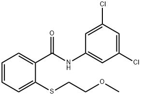 N-(3,5-dichlorophenyl)-2-[(2-methoxyethyl)sulfanyl]benzamide Structural