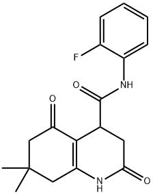 N-(2-fluorophenyl)-7,7-dimethyl-2,5-dioxo-3,4,6,8-tetrahydro-1H-quinoline-4-carboxamide Structural