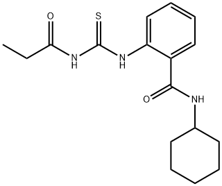 N-cyclohexyl-2-{[(propionylamino)carbonothioyl]amino}benzamide Structural