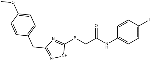 N-(4-iodophenyl)-2-{[5-(4-methoxybenzyl)-4H-1,2,4-triazol-3-yl]sulfanyl}acetamide Structural