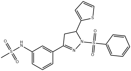 N-(3-(1-(phenylsulfonyl)-5-(thiophen-2-yl)-4,5-dihydro-1H-pyrazol-3-yl)phenyl)methanesulfonamide Structural