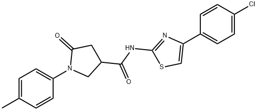 N-[4-(4-chlorophenyl)-1,3-thiazol-2-yl]-1-(4-methylphenyl)-5-oxo-3-pyrrolidinecarboxamide Structural