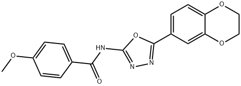 N-(5-(2,3-dihydrobenzo[b][1,4]dioxin-6-yl)-1,3,4-oxadiazol-2-yl)-4-methoxybenzamide Structural