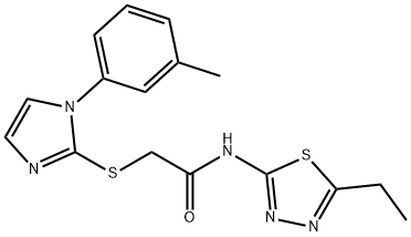 N-(5-ethyl-1,3,4-thiadiazol-2-yl)-2-((1-(m-tolyl)-1H-imidazol-2-yl)thio)acetamide Structural