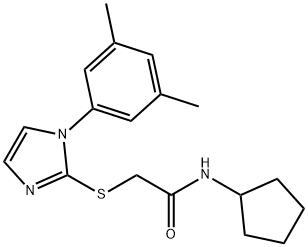 N-cyclopentyl-2-((1-(3,5-dimethylphenyl)-1H-imidazol-2-yl)thio)acetamide Structural