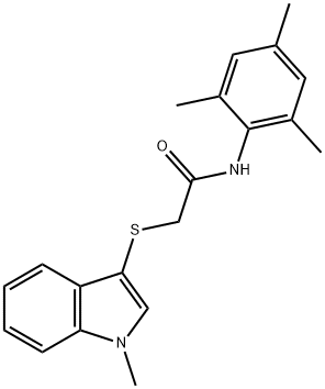 N-mesityl-2-((1-methyl-1H-indol-3-yl)thio)acetamide Structural