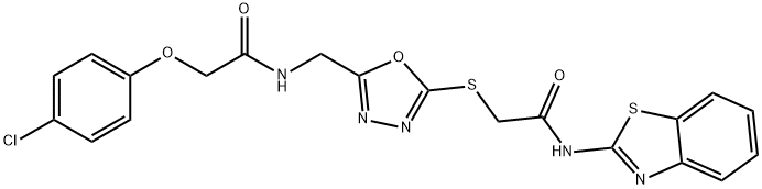N-(benzo[d]thiazol-2-yl)-2-((5-((2-(4-chlorophenoxy)acetamido)methyl)-1,3,4-oxadiazol-2-yl)thio)acetamide Structural