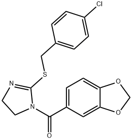 benzo[d][1,3]dioxol-5-yl(2-((4-chlorobenzyl)thio)-4,5-dihydro-1H-imidazol-1-yl)methanone Structural