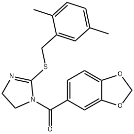 benzo[d][1,3]dioxol-5-yl(2-((2,5-dimethylbenzyl)thio)-4,5-dihydro-1H-imidazol-1-yl)methanone Structural