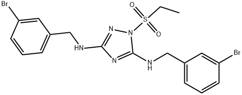 N,N'-bis(3-bromobenzyl)-1-(ethylsulfonyl)-1H-1,2,4-triazole-3,5-diamine Structural