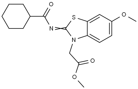 methyl (Z)-2-(2-((cyclohexanecarbonyl)imino)-6-methoxybenzo[d]thiazol-3(2H)-yl)acetate Structural
