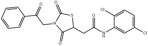 N-(2,5-dichlorophenyl)-2-[2,4-dioxo-3-(2-oxo-2-phenylethyl)-1,3-thiazolidin-5-yl]acetamide Structural