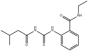 N-ethyl-2-({[(3-methylbutanoyl)amino]carbonothioyl}amino)benzamide Structural