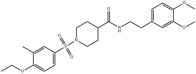 N-[2-(3,4-dimethoxyphenyl)ethyl]-1-[(4-ethoxy-3-methylphenyl)sulfonyl]piperidine-4-carboxamide Structural