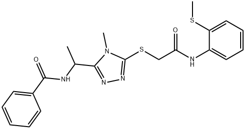 N-(1-{4-methyl-5-[(2-{[2-(methylsulfanyl)phenyl]amino}-2-oxoethyl)sulfanyl]-4H-1,2,4-triazol-3-yl}ethyl)benzamide Structural