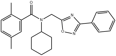 N-cyclohexyl-2,5-dimethyl-N-[(3-phenyl-1,2,4-oxadiazol-5-yl)methyl]benzamide Structural
