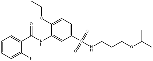 N-(2-ethoxy-5-{[3-(propan-2-yloxy)propyl]sulfamoyl}phenyl)-2-fluorobenzamide Structural