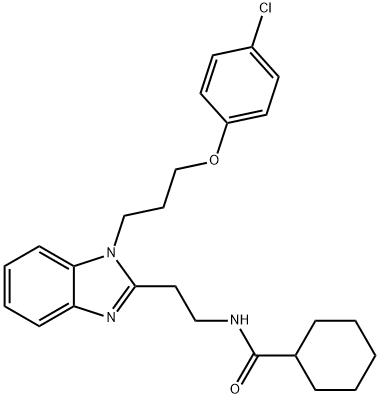 N-[2-[1-[3-(4-chlorophenoxy)propyl]benzimidazol-2-yl]ethyl]cyclohexanecarboxamide Structural