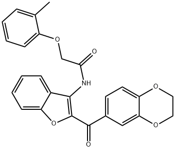 N-[2-(2,3-dihydro-1,4-benzodioxine-6-carbonyl)-1-benzofuran-3-yl]-2-(2-methylphenoxy)acetamide Structural