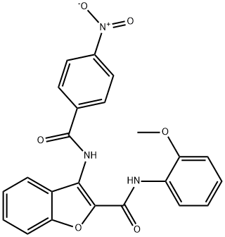 N-(2-methoxyphenyl)-3-(4-nitrobenzamido)benzofuran-2-carboxamide Structural
