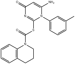 S-[6-amino-1-(3-methylphenyl)-4-oxo-1,4-dihydropyrimidin-2-yl] 3,4-dihydroquinoline-1(2H)-carbothioate Structural