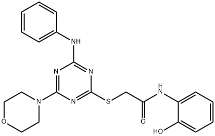 N-(2-hydroxyphenyl)-2-{[4-(morpholin-4-yl)-6-(phenylamino)-1,3,5-triazin-2-yl]sulfanyl}acetamide Structural