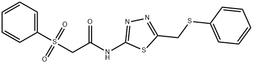 N-{5-[(phenylsulfanyl)methyl]-1,3,4-thiadiazol-2-yl}-2-(phenylsulfonyl)acetamide Structural
