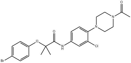 N-[4-(4-acetylpiperazin-1-yl)-3-chlorophenyl]-2-(4-bromophenoxy)-2-methylpropanamide Structural