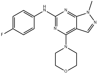N-(4-fluorophenyl)-1-methyl-4-morpholin-4-ylpyrazolo[3,4-d]pyrimidin-6-amine Structural