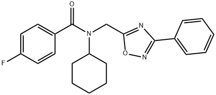 N-cyclohexyl-4-fluoro-N-[(3-phenyl-1,2,4-oxadiazol-5-yl)methyl]benzamide Structural