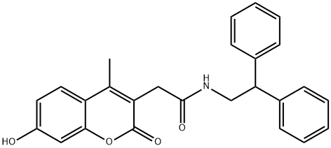 N-(2,2-diphenylethyl)-2-(7-hydroxy-4-methyl-2-oxochromen-3-yl)acetamide Structural
