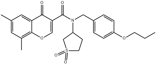 N-(1,1-dioxothiolan-3-yl)-6,8-dimethyl-4-oxo-N-[(4-propoxyphenyl)methyl]chromene-3-carboxamide Structural