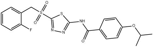 N-[5-[(2-fluorophenyl)methylsulfonyl]-1,3,4-thiadiazol-2-yl]-4-propan-2-yloxybenzamide Structural