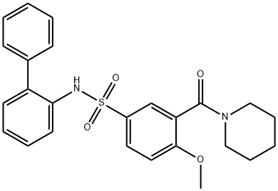 N-(biphenyl-2-yl)-4-methoxy-3-(piperidin-1-ylcarbonyl)benzenesulfonamide Structural