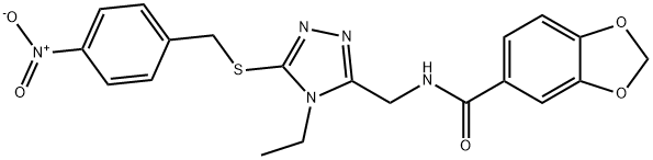 N-({4-ethyl-5-[(4-nitrobenzyl)sulfanyl]-4H-1,2,4-triazol-3-yl}methyl)-1,3-benzodioxole-5-carboxamide Structural