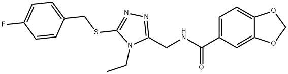 N-({4-ethyl-5-[(4-fluorobenzyl)sulfanyl]-4H-1,2,4-triazol-3-yl}methyl)-1,3-benzodioxole-5-carboxamide Structural