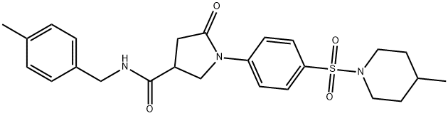 N-(4-methylbenzyl)-1-{4-[(4-methylpiperidin-1-yl)sulfonyl]phenyl}-5-oxopyrrolidine-3-carboxamide Structural