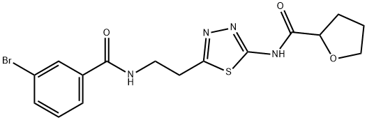 N-[5-(2-{[(3-bromophenyl)carbonyl]amino}ethyl)-1,3,4-thiadiazol-2-yl]tetrahydrofuran-2-carboxamide Structural