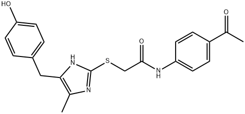 N-(4-acetylphenyl)-2-{[5-(4-hydroxybenzyl)-4-methyl-1H-imidazol-2-yl]sulfanyl}acetamide Structural