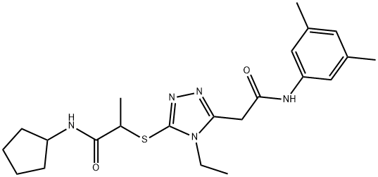 N-cyclopentyl-2-[(5-{2-[(3,5-dimethylphenyl)amino]-2-oxoethyl}-4-ethyl-4H-1,2,4-triazol-3-yl)sulfanyl]propanamide Structural