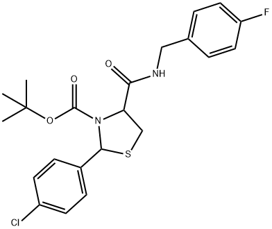 tert-butyl 2-(4-chlorophenyl)-4-[(4-fluorobenzyl)carbamoyl]-1,3-thiazolidine-3-carboxylate Structural