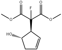 dimethyl 2-fluoro-2-(5-hydroxycyclopent-2-en-1-yl)malonate Structural