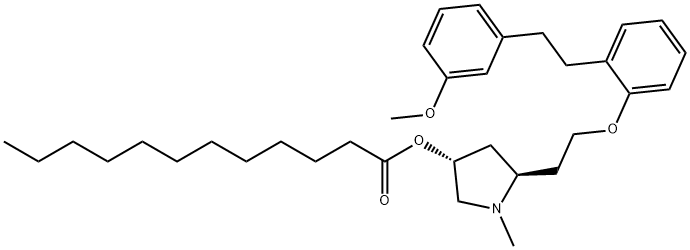 Dodecanoic acid, (3R,5R)-5-[2-[2-[2-(3-methoxyphenyl)ethyl]phenoxy]ethyl]-1-methyl-3-pyrrolidinyl ester Structural