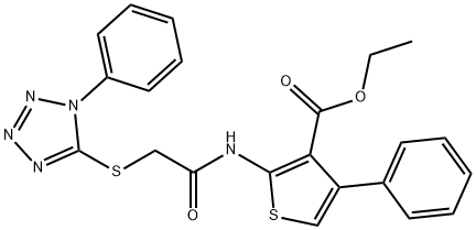 ethyl 4-phenyl-2-(2-((1-phenyl-1H-tetrazol-5-yl)thio)acetamido)thiophene-3-carboxylate Structural