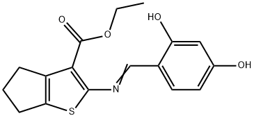 ethyl 2-[(2,4-dihydroxybenzylidene)amino]-5,6-dihydro-4H-cyclopenta[b]thiophene-3-carboxylate Structural