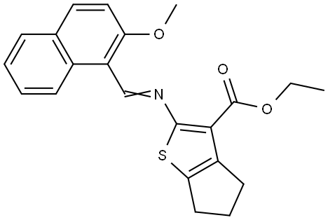ethyl 2-{[(2-methoxy-1-naphthyl)methylene]amino}-5,6-dihydro-4H-cyclopenta[b]thiophene-3-carboxylate Structural