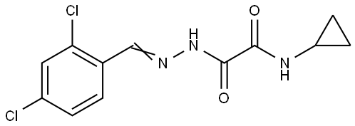 N-cyclopropyl-2-[(2E)-2-(2,4-dichlorobenzylidene)hydrazinyl]-2-oxoacetamide Structural